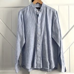 Bullock & Jones long sleeve 100% Linen Mock Neck Shirt